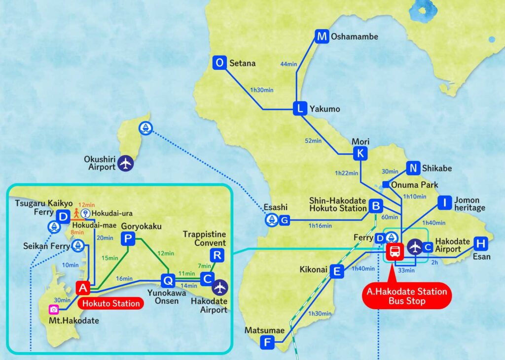 Bus Travel Time from Hakodate Ekimae (Hakodate Station)