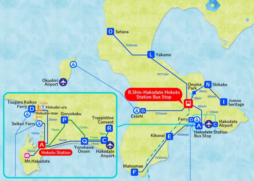 Bus Travel Time from Shin-Hakodate-Hokuto Station
